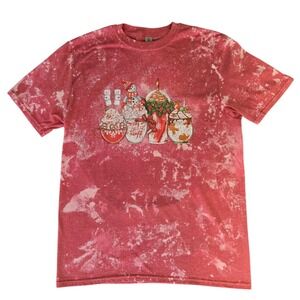 Christmas Cocoa Snowman Gingerbread‎ Gildan Softstyle Bleached Graphic T-Shirt L
